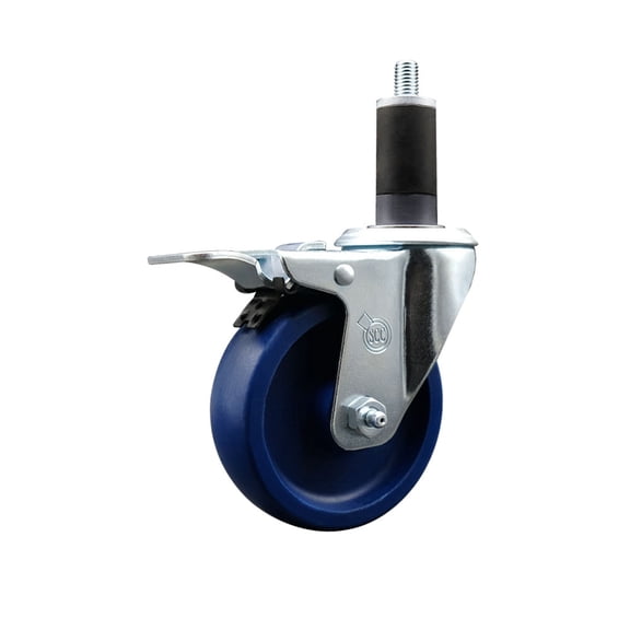 4 Inch Solid Poly Swivel 1-1/4 Inch Expanding Stem Caster Total Lock Brake SCC
