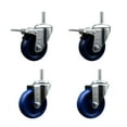 thumbnail image 1 of 4 Inch Solid Poly Swivel 3/4 Inch Threaded Stem Caster Set 2 Total Lock Brakes, 1 of 2