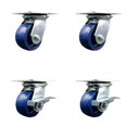 thumbnail image 1 of 4 Inch Solid Poly Swivel Caster Set with Ball Bearings 2 Brakes Service Caster, 1 of 2