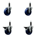 thumbnail image 1 of 4 Inch Solid Poly Wheel Swivel 1 Inch Expanding Stem Caster Set 2 Brakes SCC, 1 of 2