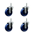 thumbnail image 1 of 4 Inch Solid Poly Wheel Swivel 5/8 Inch Threaded Stem Caster Set Service Caster, 1 of 2
