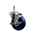 thumbnail image 1 of 4 Inch Solid Poly Wheel Swivel 7/16 Inch Grip Ring Stem Caster with Brake, 1 of 2