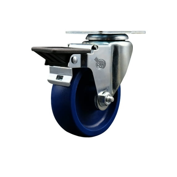 4 Inch Solid Poly Wheel Swivel Top Plate Caster Posi Brake Service Caster