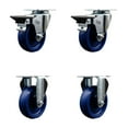 thumbnail image 1 of 4 Inch Solid Poly Wheel Swivel Top Plate Caster Set with 2 Posi Brakes 2 Rigid, 1 of 2