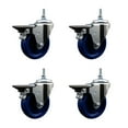 thumbnail image 1 of 4 Inch Solid Polyurethane 3/8 Inch Threaded Stem Caster Set with Brake, 1 of 2