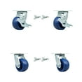 thumbnail image 1 of 4 Inch Solid Polyurethane Caster Set with Ball Bearings 4 Swivel Lock 2 Brake, 1 of 2