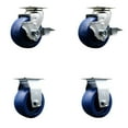 thumbnail image 1 of 4 Inch Solid Polyurethane Caster Set with Roller Bearings 2 Brakes 2 Rigid, 1 of 2