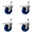 thumbnail image 1 of 4 Inch Solid Polyurethane Swivel 10mm Stem Caster Set with Total Lock Brake, 1 of 2