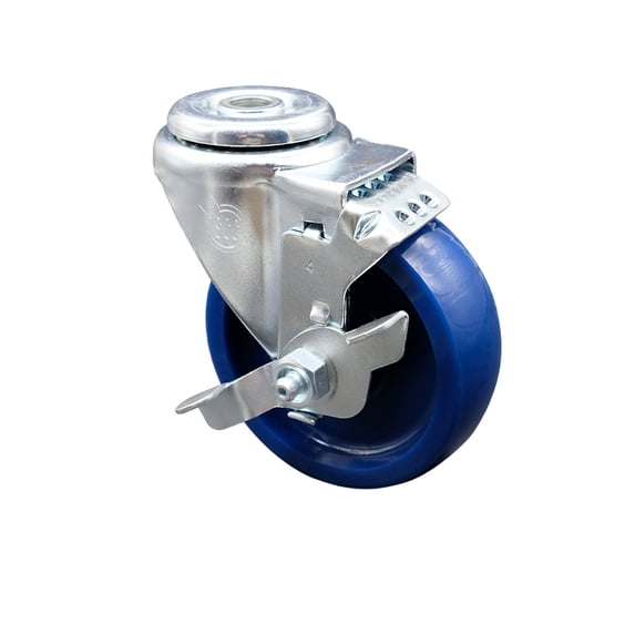 4 Inch Solid Polyurethane Wheel Swivel Bolt Hole Caster with Brake SCC