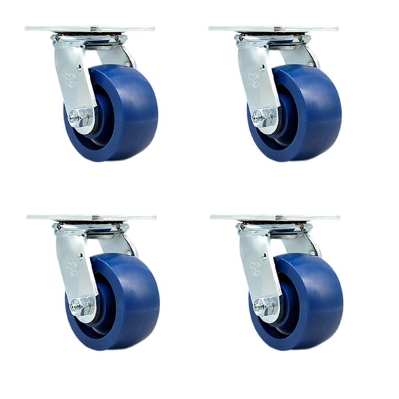 4 Inch Solid Polyurethane Wheel Swivel Caster Set with Roller Bearings SCC
