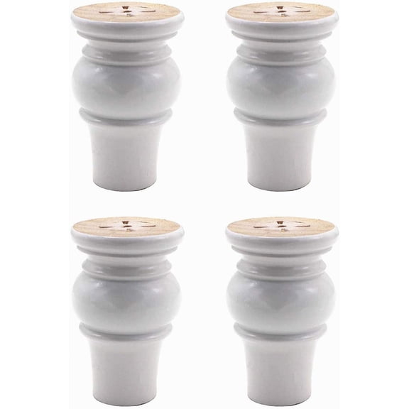 4 Inch Solid Wood Replacement Furniture Sofa Couch Legs Bun Feet Set of 4