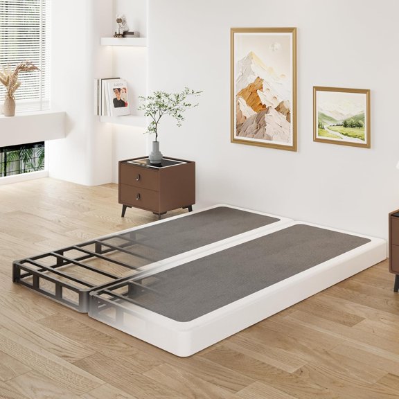 4 Inch Split Queen Box Spring, Heavy Duty Metal Box Spring for Queen Bed Mattress Foundation with Fabric Cover, Easy Assembly, Noise Free