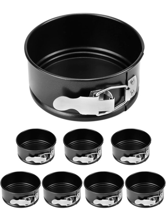 4 Inch Springform Pan Set, Nonstick, Leakproof Mini Cheesecake Pans with Removable Bottom, Carbon and Stainless Steel Construction, 8 Pcs