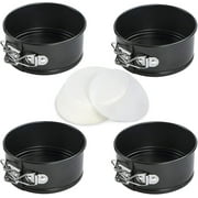 4-Inch Springform Pans Set, 4 Pack Non-Stick Cheesecake Pan, Leakproof Round Cake Pan, Removable Bottom Baking Pans, for Mini Cake, Pizzas and Quiches, Cheesecakes, Include 50 Pcs Cake Paper