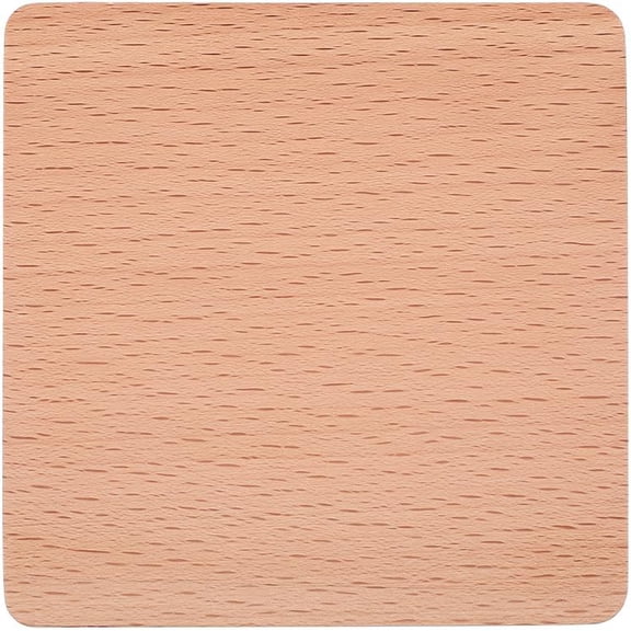 4 Inch Square Drink Mat Flat Natural Beech Wood Coaster Heat Resistant Thermal Insulation Pad Tabletop Protection Wooden Coffee Cup Mug Holder Saucers for Bar Kitchen Home Decoration