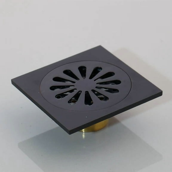 4 Inch Square Matte Black Floor Mounted Drain Tile Insert Shower Waste Drain