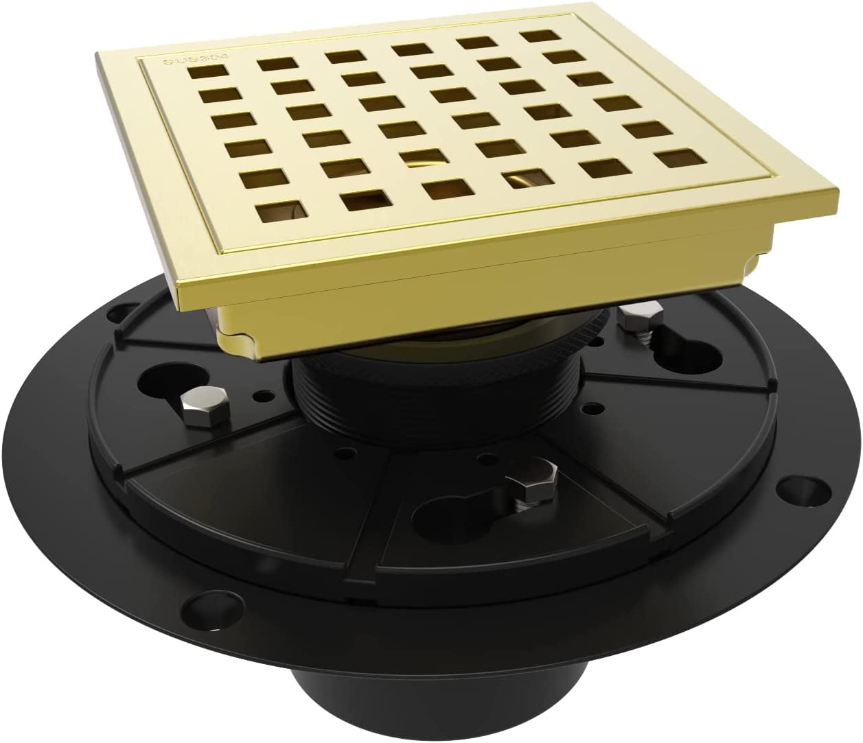 ELLO&ALLO 6" Square Shower Floor Drain - SUS 304 Stainless Steel, Oil Rubbed Bronze, Removable Grate With Hair Strainer (Quadrato Pattern)