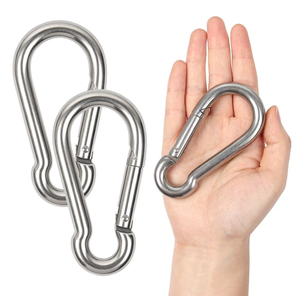 4 Inch Stainless Steel Carabiner Clip Spring Snap Hook - 2 Packs Heavy Duty Carabiner Clips for Keys, Swing Set, Camping, Fishing, Hiking Traveling, 400 lbs Capacity