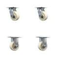 thumbnail image 1 of 4 Inch Stainless Steel Nylon Caster Set with Ball Bearings 2 Swivel 2 Rigid SCC, 1 of 2