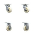 thumbnail image 1 of 4 Inch Stainless Steel Nylon Caster Set with Roll Bearings 2 Swivel Lock 2 Rigid, 1 of 2