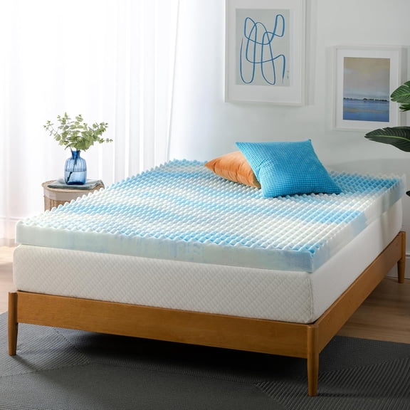 4 Inch Swirl Gel Cooling Memory Foam Mattress Topper, Smaller, More Convenient WonderBox Packaging, Cooling, Airflow Design, CertiPUR-US Certified, King