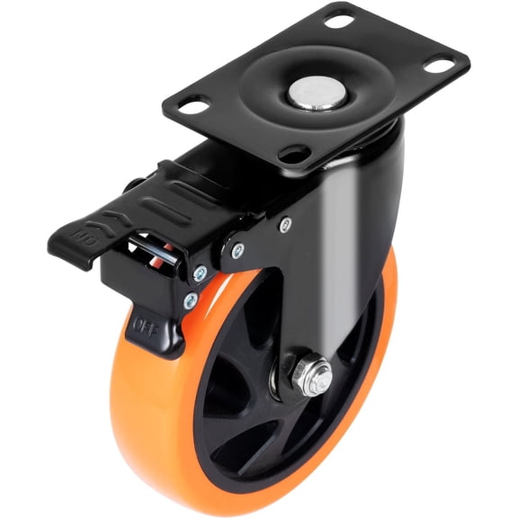4-Inch Swivel Plate Caster Wheels with A/B Locking, Heavy Duty 350 lbs Capacity, Non-Marking PVC Wheels, Set of 4 for Cart Furniture Workbench Secure & Quiet
