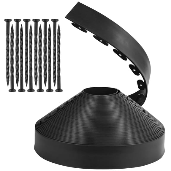 4 Inch Tall 200ft No Dig Landscape Edging, Heavy-Duty Plastic Border Roll Kit for Gardens and Flower Beds (Black)