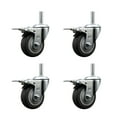 thumbnail image 1 of 4 Inch Thermo Rubber Swivel 3/4 Inch Threaded Stem Caster Set Total Lock Brakes, 1 of 2