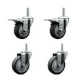 thumbnail image 1 of 4 Inch Thermo Rubber Swivel 5/8 Inch Threaded Stem Caster Set 2 Total Lock Brake, 1 of 2