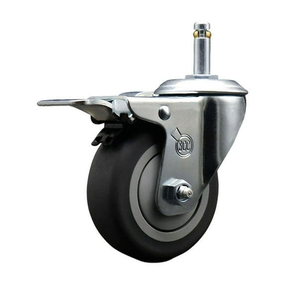 4 Inch Thermo Rubber Swivel 7/16 Inch Stem Caster with Total Lock Brake