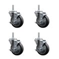 thumbnail image 1 of 4 Inch Thermo  Rubber Wheel Swivel 3/4 Inch Threaded Stem Caster Set with Brake, 1 of 2