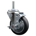 thumbnail image 1 of 4 Inch Thermo  Rubber Wheel Swivel 3/4 Inch Threaded Stem Caster with Brake, 1 of 2