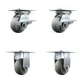thumbnail image 1 of 4 Inch Thermoplastic Caster Set with Ball Bearing 2 Brakes and 2 Rigid SCC, 1 of 2