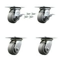 thumbnail image 1 of 4 Inch Thermoplastic Caster Set with Ball Bearing 4 Swivel Lock and 2 Brake SCC, 1 of 2