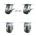 thumbnail image 1 of 4 Inch Thermoplastic Rubber Caster Set 2 Brakes/Swivel Locks and 2 Rigid SCC, 1 of 2