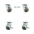 thumbnail image 1 of 4 Inch Thermoplastic Rubber Caster Set with Ball Bearings 2 Swivel Lock 2 Brake, 1 of 2