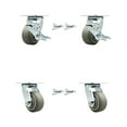 thumbnail image 1 of 4 Inch Thermoplastic Rubber Caster Set with Roller Bearing 4 Swivel Lock 2 Brake, 1 of 2