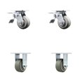 thumbnail image 1 of 4 Inch Thermoplastic Rubber Caster Set with Roller Bearings 2 Brakes 2 Rigid SCC, 1 of 2
