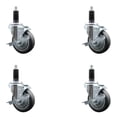 thumbnail image 1 of 4 Inch Thermo Rubber Swivel 1-1/8 Inch Expanding Stem Caster Set with Brake, 1 of 2