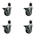 thumbnail image 1 of 4 Inch Thermo Rubber Swivel 1-7/8 Inch Expanding Stem Caster Set with Brake, 1 of 2