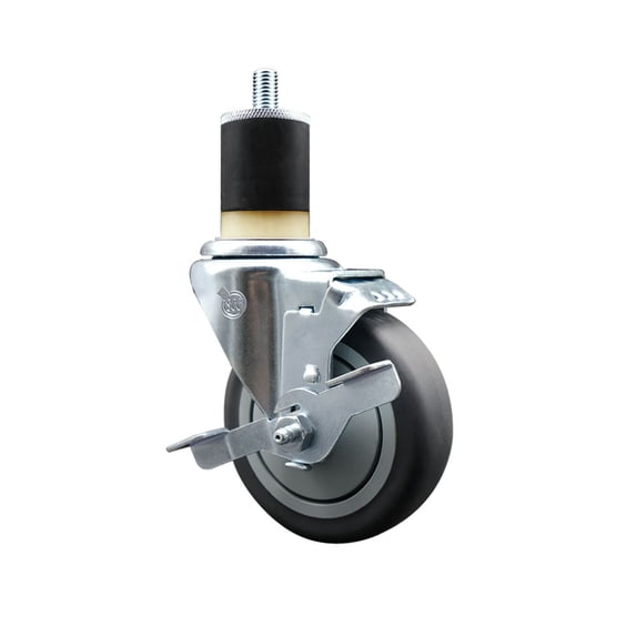 4 Inch Thermoplastic Rubber Swivel 1-7/8 Inch Expanding Stem Caster with Brake