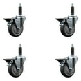 thumbnail image 1 of 4 Inch Thermoplastic Rubber Swivel 1 Inch Expanding Stem Caster Set with Brake, 1 of 2
