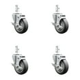thumbnail image 1 of 4 Inch Thermoplastic Rubber Swivel 3/4 Inch Square Stem Caster Set with Brake, 1 of 2