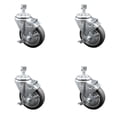 thumbnail image 1 of 4 Inch Thermoplastic Rubber Swivel 3/8 Inch Threaded Stem Caster Set with Brake, 1 of 2