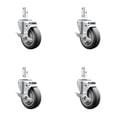 thumbnail image 1 of 4 Inch Thermoplastic Rubber Swivel 7/8 Inch Square Stem Caster Set with Brake, 1 of 2