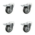 thumbnail image 1 of 4 Inch Thermoplastic Rubber Swivel Bolt Hole Caster Set with Total Lock Brake, 1 of 2