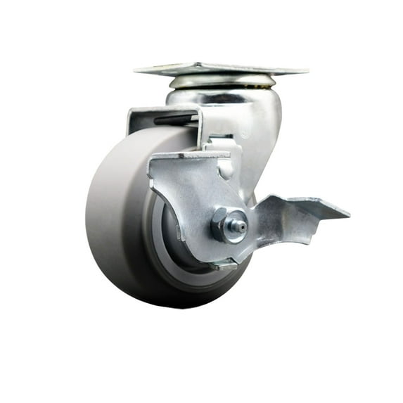 4 Inch Thermoplastic Rubber Swivel Caster with Roller Bearing and Brake SCC