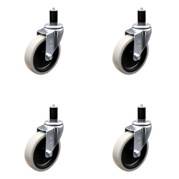 4 Inch Thermoplastic Rubber Wheel 1-1/2 Inch Expanding Stem Caster Set of 4 SCC