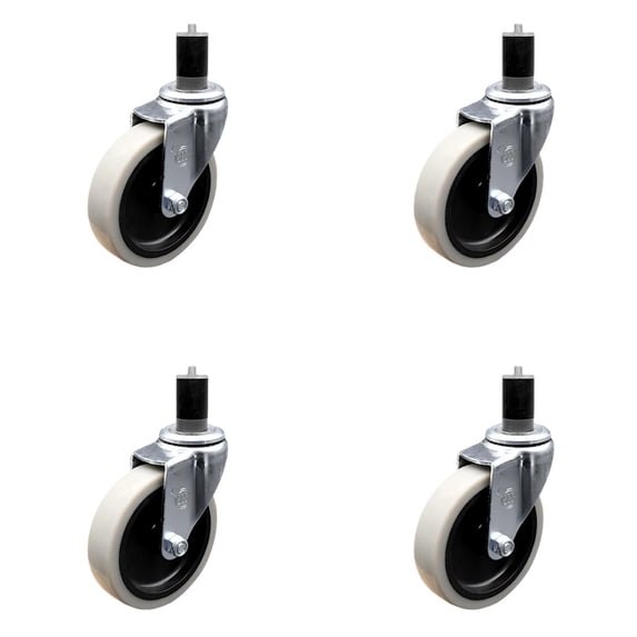 4 Inch Thermoplastic Rubber Wheel 1-5/8 Inch Expanding Stem Caster Set of 4 SCC