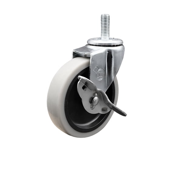 4 Inch Thermoplastic Rubber Wheel 10mm Threaded Stem Caster with Brake SCC